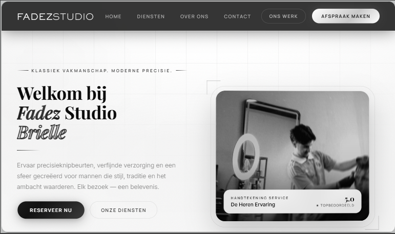 Fadezstudio barbershop website screenshot